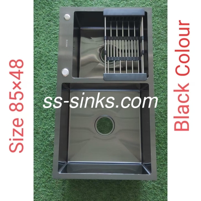 ブラッシュステンレス鋼 33x22 ドロップイン ダブルボウル 手作り キッチンシンク
