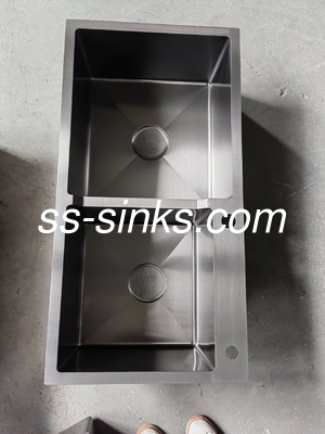 ブラッシュステンレス鋼 33x22 ドロップイン ダブルボウル 手作り キッチンシンク