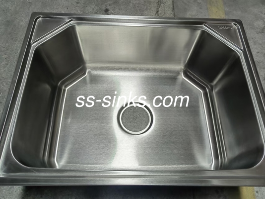 トップマウント 大型六角型ステンレス・スチール シングルボウル・シンク カウンター上