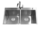 ステンレス鋼の普遍的なハンドメイドの台所の流し2の等しい洗面器210mmの深さ